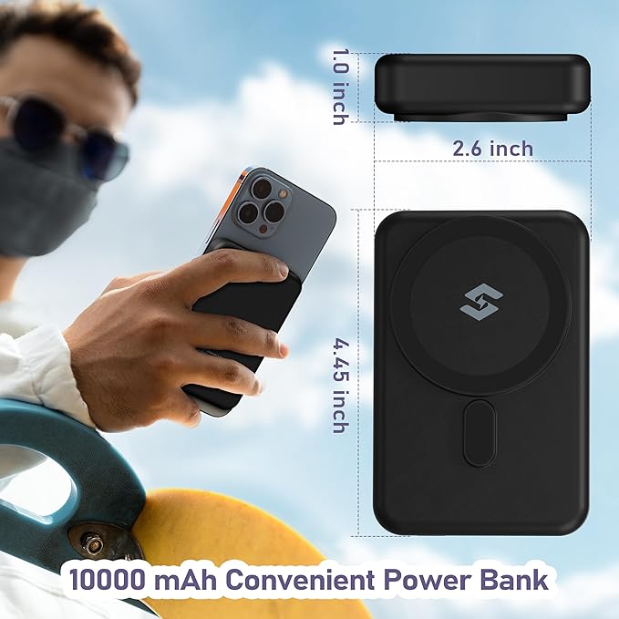 Smtcsl 3 in 1 Wireless Charging Station: 10000mAh Removable Power Bank Charger Stand for Phone/Watch/Air Pods - Portable Magnetic Battery Pack for Air 17 16 15 14 13 12 Series