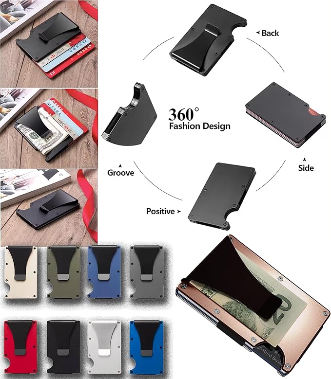 EDGE Metal Wallet for Men - Minimalist Slim Wallet - RFID Blocking Card Holder Money Clip, Smart Wallet - Aluminum Credit Card Holde Clip Gold