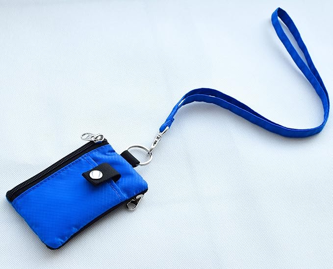 CHENSPRX Minimalist RFID Blocking Small Wallet with ID Window,WaterResistant Zip Id Case Wallet with Lanyard Keychain for Cards,Cash,Travel,Women,Men