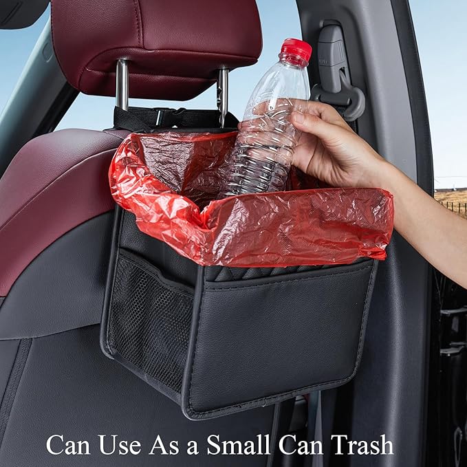 Backseat Car Organizer, Large Hanging Car Organizer Backseat Leather Front & Backseat Multifunctional Waterproof Car Organizers and Storage Back Seat (Black 2Pack)