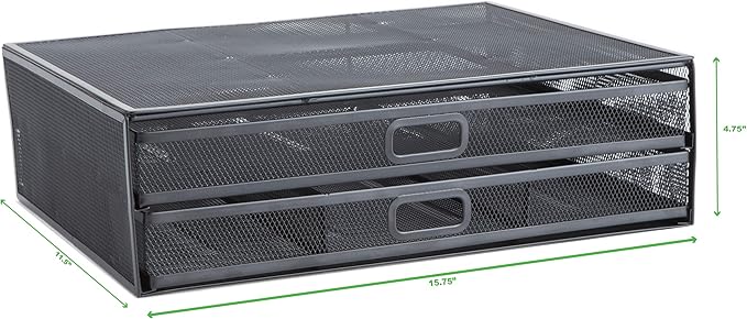 Mind Reader Monitor Stand, Ventilated Laptop Riser, Storage Drawer, Office, Metal Mesh, Black