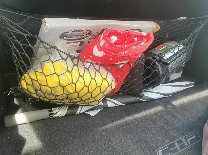 Rear Trunk Organizer Cargo Net for Toyota C-HR 2018-2022 – Envelope Style Cargo Net for SUV - Premium Mesh Elastic Car Trunk Organizer Vehicle Carrier Storage –Compatible with C-HR