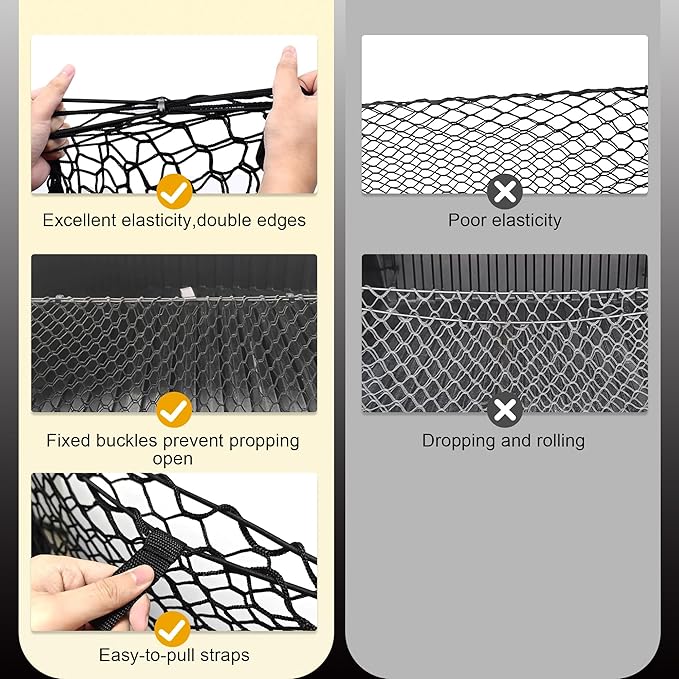 Envelope Style Truck Bed Cargo Net Compatible with GMC Sierra 1500 & Chevy Silverado 1500 2013-2024,Highly Elastic Truck Cargo Net for Silverado Accessories, Upgraded Storage Bag & 4.5mm Bungee