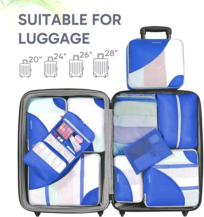 OlarHike 10 Set Packing Cubes for Travel, Gifts for Women Mom,Anti-Tearing Suitcase Organizer with Over 1000 pcs Mesh Holes,Vacation Essentials & Accessories for Cruise Ship