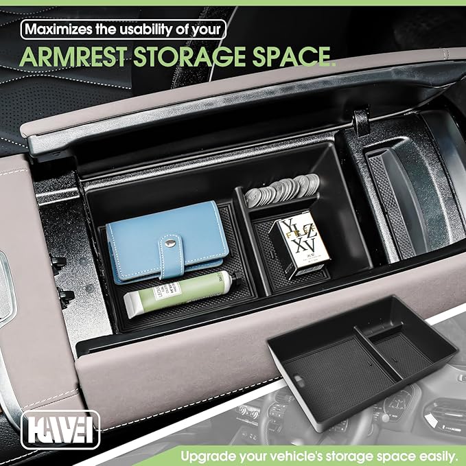 HGWEI Center Console Organizer Compatible with 2023-2026 Mercedes Benz EQS450+ /EQS450 /EQS580 Sedan SUV& EQE350 /EQE350+ /EQE500 Sedan AMG Armrest Storage Box Insert Tray Accessories (Not for EQB)