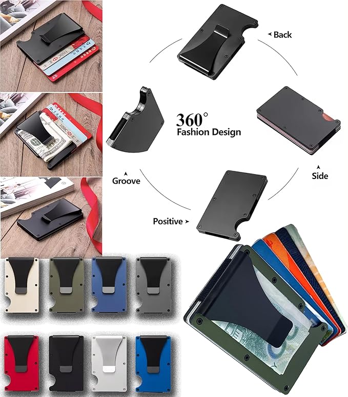 EDGE Metal Wallet for Men - Minimalist Slim Wallet - RFID Blocking Card Holder Money Clip, Smart Wallet - Aluminum Credit Card Holde Clip Olive