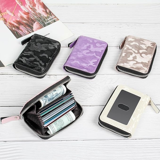 EcoVision Credit Card Holder RFID Card Case Wallet, Small Accordion Zipper Card Case Holder, Card Organizer Case for Women Men