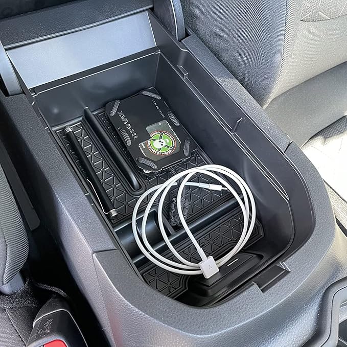 TACORBO Center Console Organizer Compatible with Toyota RAV4 2019 2021 2020 2022 2023 2024 2025 and 2021-2024 2025 RAV4 Prime Accessories, Armrest Secondary Storage Box Insert Tray, Black Trim