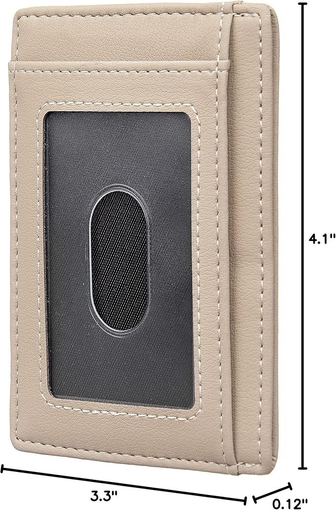 Travelambo Front Pocket Minimalist Leather Slim Wallet RFID Blocking Medium Size