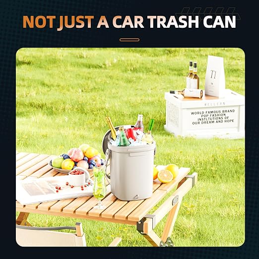 2 Gallon Silicon Car Trash Can with Lid - 100% Leak-Proof Trash Bin, Waterproof Garbage Can, Gifts for Men and Women