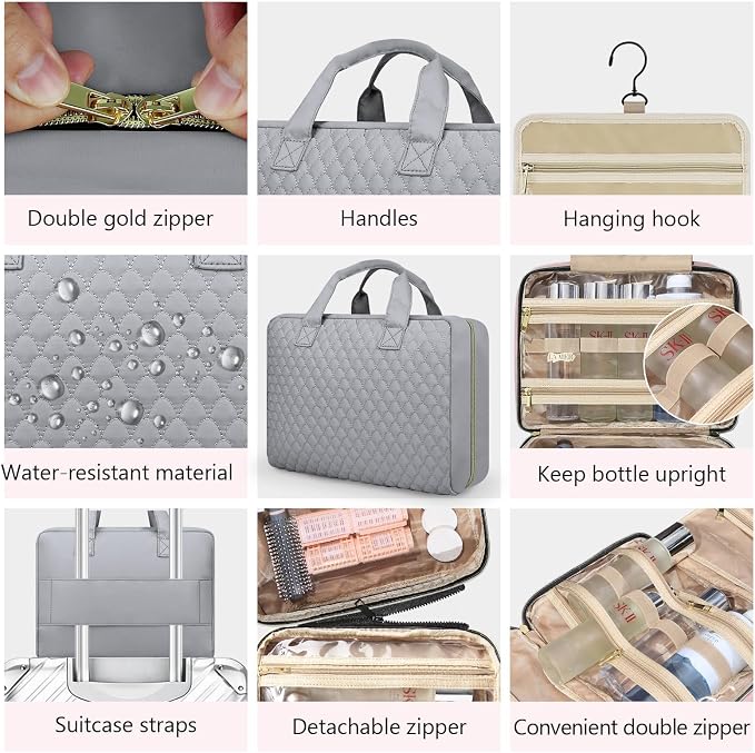 Detachable Travel Toiletry Bag for Women - Large Toiletry Bags for Traveling Women - Hanging Makeup Cosmetic Bag, Organizer for Travel Accessories Cruise Essential - Travel Size Toiletries