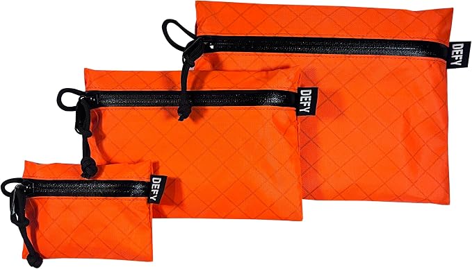 DEFY Project ECOPAK™ Travel Pouch | Lightweight Nylon Organizer Pouch For Accessories | Premium Tech Wallet | Water Resistant Travel Organizer (Large, Orange)