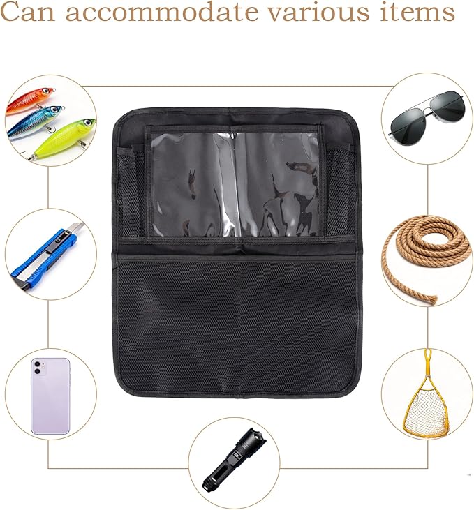 Boat Seat Storage Organizer,Heavy-Duty 600D Oxford Marine Seat Backpack Boat Organizer with Mesh Pockets,Waterproof Backseat Boat Storage Bag for Boating Accessories,Fishing Tools, Phone, Maps
