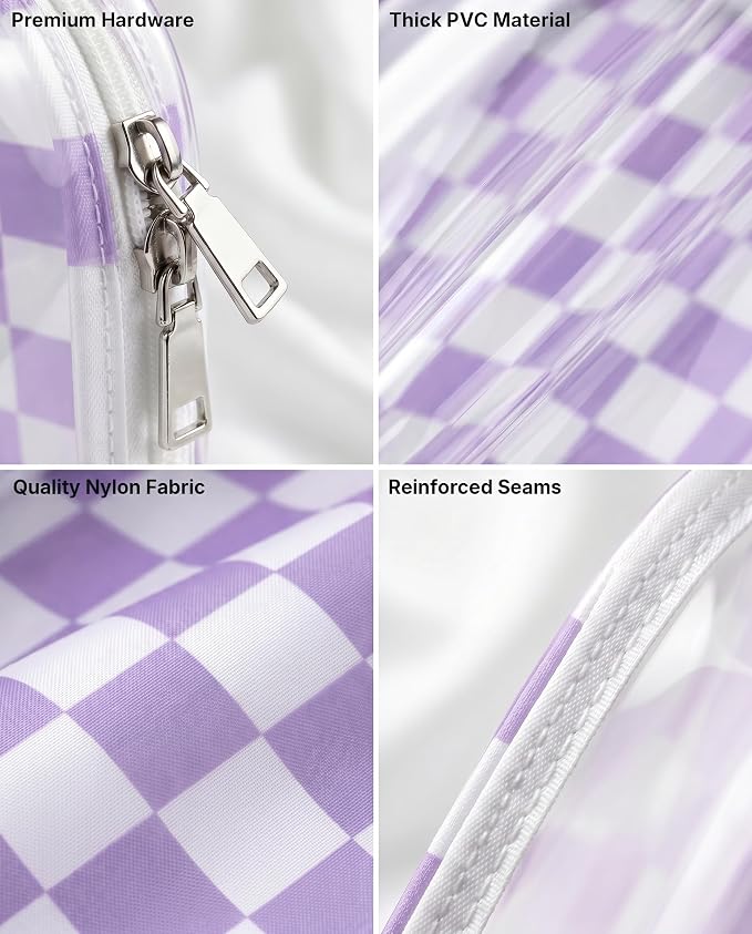 LETGO Checkered Diaper Bag Organizer Pouch Set,TSA Approved Toiletry Bag,Clear Waterproof TPU Car Makeup Bag Set Travel Organizer Bags for Women and Kids Toiletry Bag Set for Baby and Mom Essentials