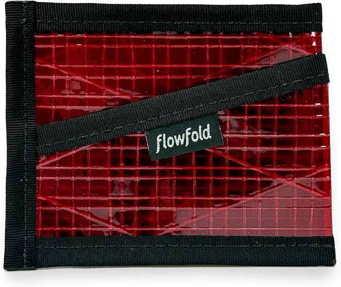 Flowfold Recycled Sailcloth Wallets - 3 Pocket Card Holder Wallet, Front Pocket Wallet, Slim Card Holder Wallet Made in USA (Red Sailcloth)