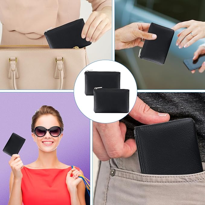 2 Pack Leather Zipper Coin Purse,Portable Change Wallet,Coin Pouch with Zipper for Men Women,Small Pouch Change Purse Coin Bag,Mini Coin Pocket Pouch Change Holder for Men Women(black)