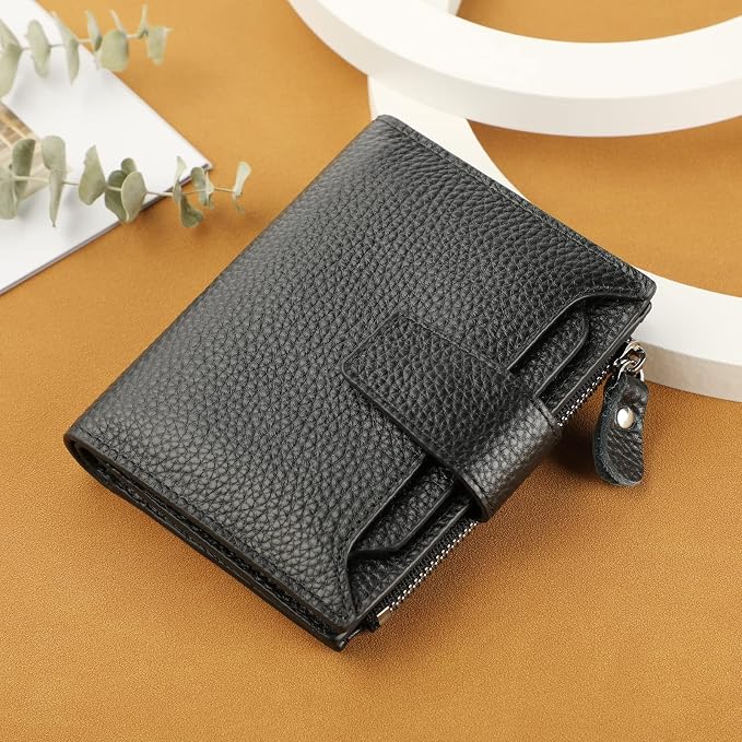 Lavemi Small Compact Women Wallet RFID Blocking Genuine Leather Bifold Purse with ID Windows