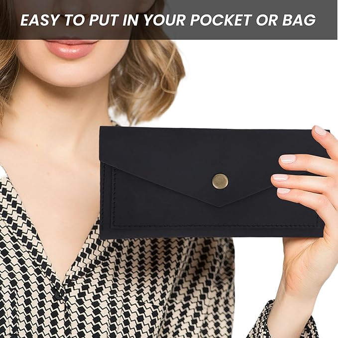 Genuine Slim Leather Wallet for Women (Tan) Compact Money Pouch for Cash, Small Travel Purse Women Money Organizer for Cash - Leather Cash Envelope Binder Travel Money Pouch Medium