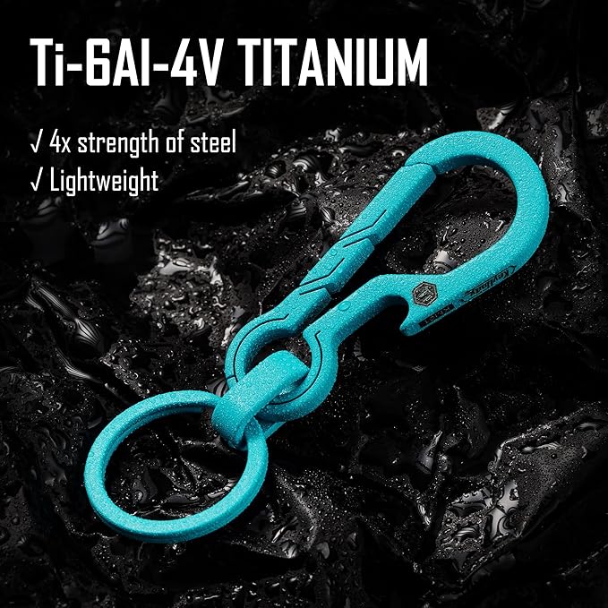 KeyUnity KM01 Titanium EDC Keychain Clip with Bottle Opener, Quick Release Carabiner Key Ring Holder for Men