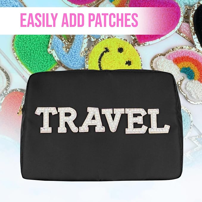 Makeup Bag With Compartments, Make Up Bag, Travel Makeup Bag, Cosmetic Bag, Makeup Case, Travel Cosmetic Bags for Women, Large Makeup Bag Organizer, Makeup Pouch, Makeup Travel Bag, Black Makeup Bags