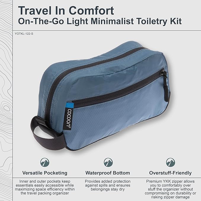 COCOON - Premium - On-The-Go Light Minimalist Toiletry Kit - Ash Blue - Small