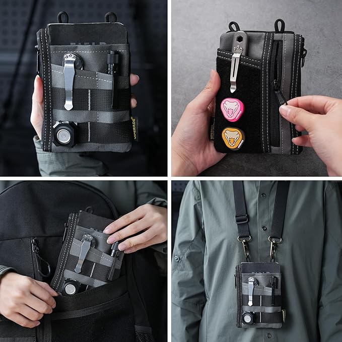 VIPERADE VE18 EDC Pouch, Pocket Organizer for Men, EDC Pocket Organizer, 3 Slots with 2 Zipper Pockets, Multitool Pouch