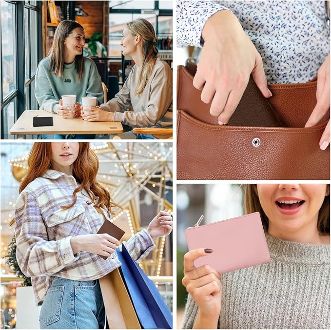 4Pcs Coin Purse,Small Portable PU Leather Zipper Pouch Change Purse, Portable Change Wallet,Coin Pouch with Zipper, Mini Coin Pocket Pouch Change Holder for Women Change Purse for Coins(4 colors)