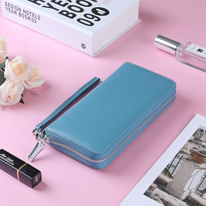 Lavemi Small Compact Women Wallet RFID Blocking Genuine Leather Bifold Purse with ID Windows