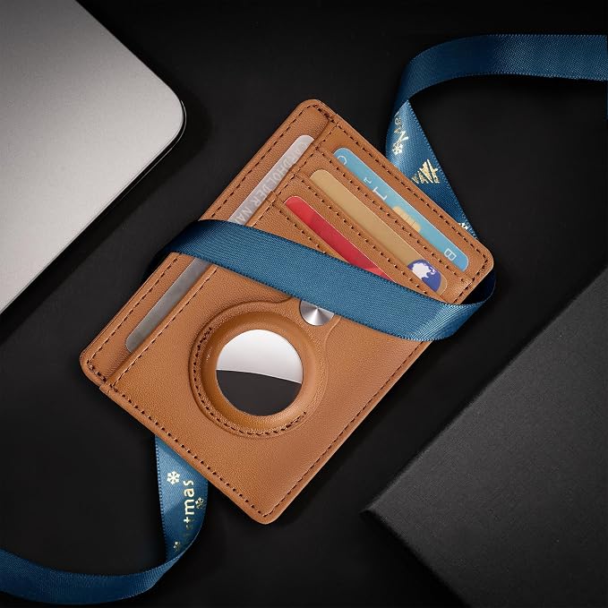 Slim Minimalist Front Pocket Air Tag Wallet, RFID Blocking Card Holder Wallet with Airtag Holder