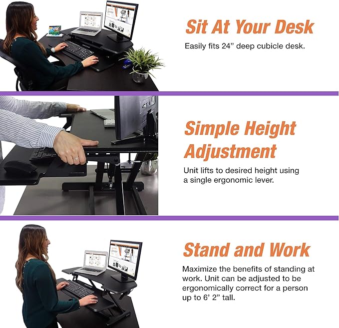 Square D Victor Technology DCX650 Adjustable Corner Standing Desk,36" W, Black