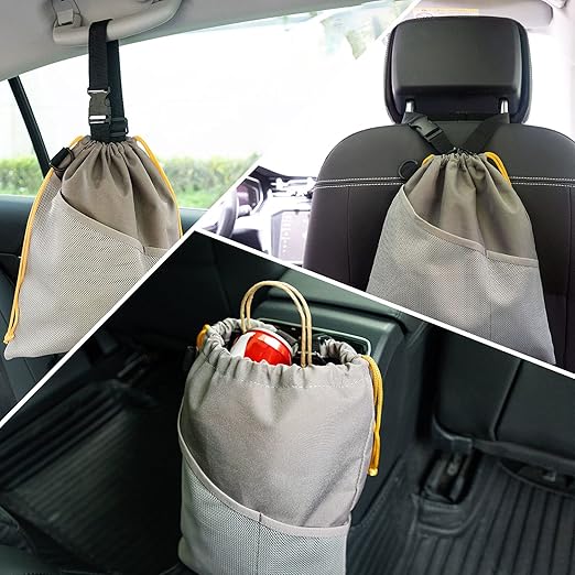 GNEGNI 2PCS Car Garbage Can, Hanging Car Trash Bag with Waterproof Leakproof Lining