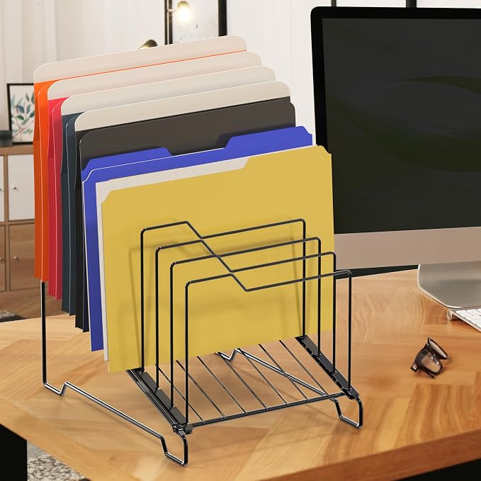 Simple Houseware 9-Section Wire Step Desk File Organizer Sorter for Documents, Folders, and Mail, Black