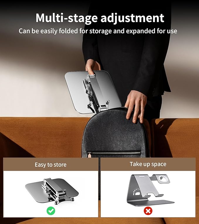 13-17.3" Monitor Stand with 360° Swivel Base, 75mm VESA Single-Arm Mount w/ M4 Screws for Portable Monitor, Adjustable Angle & Tilt & Rotation - Touchscreen Desktop Display Stand (Black)