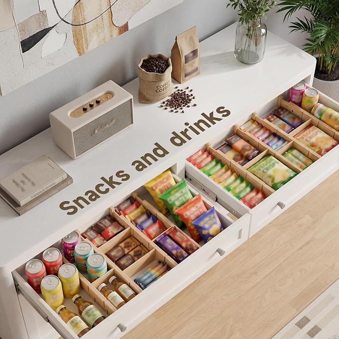 Bamboo Drawer Dividers, Expandable Kitchen Drawer Organizer, Include 6 Dividers, 6 Small Inserts and 6 Medium Inserts for Home, Office, Dressers