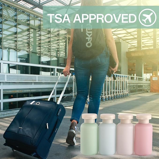18 Pack Travel Bottles for Toiletries, TSA Approved Leak Proof Refillable Plastic Travel Containers, BPA Free Travel Essentials for Shampoo Conditioner Lotion Liquids, Airport Carry On Accessories