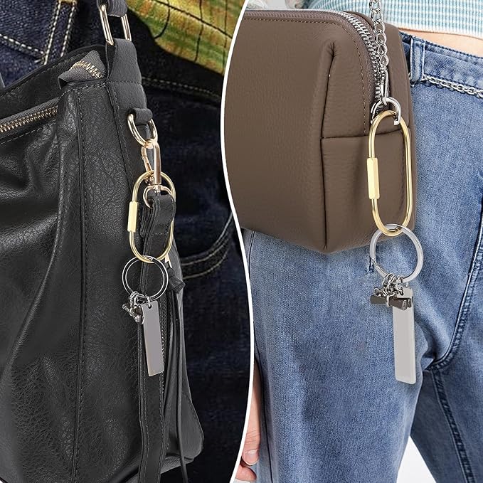 FULLGUEEN Brass Locking Keychain Carabiner, Key Clip for Purse Bag Handbags, Small Locking Key Organizer, Key Fob Holder for Men Women-2Pcs.