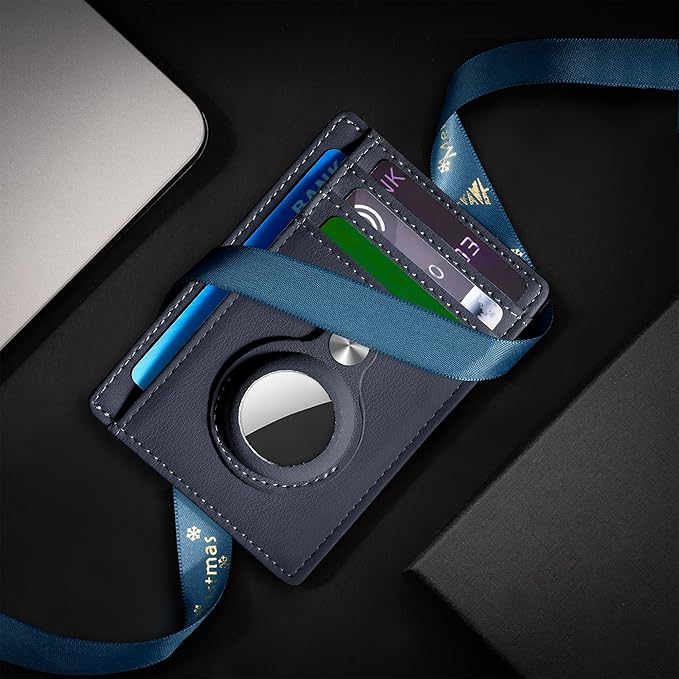 Hawanik Slim Minimalist Front Pocket Air Tag Wallet, RFID Blocking Card Holder Wallet with Airtag Holder
