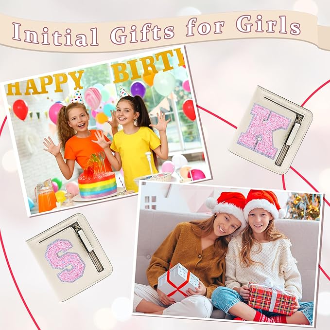 COSHAYSOO 9 10 11 12 Year Old Girl Birthday Gift Idea Trendy Cream Wallet Preppy Stuff Girly Things Small Cute Item Initial Christmas Gifts for Daughter Niece from Mom Dad Aunt Uncle Cream J