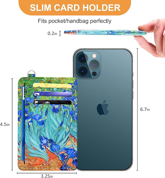SEAVILIA Credit Card Holder for Women, Lrises RFID Wallet Women, Slim Minimalist Front Pocket Card Holder, Cute Thin Travel RFID Blocking Card Case, Small Wallets Woman Gifts Girls