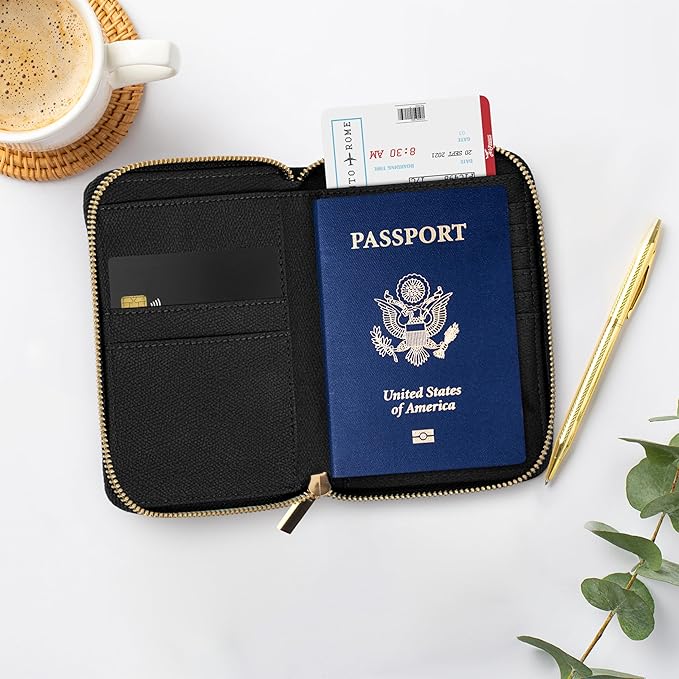 Beautiful Passport Holder for Travel with Wristlet Strap - All-in-One Wallet for Women with Card Slots and Tassel Keychain - Perfect RFID Blocking Case to Keep Your Travel Documents Organized & Safe