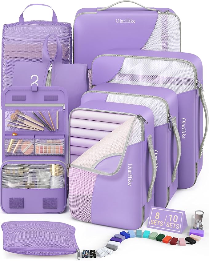 9 Set Packing Cubes for Travel, Gifts for Women Mom,Anti-Tearing Suitcase Organizer,OlarHike Vacation Essentials & Accessories for Cruise Ship