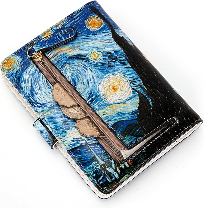 Passport Holder for Travel Essentials, RFID Blocking Passport Wallet Cover with Magnetic Closure, Passport Book Holders for Women and Men (Van Gogh The Starry Night)