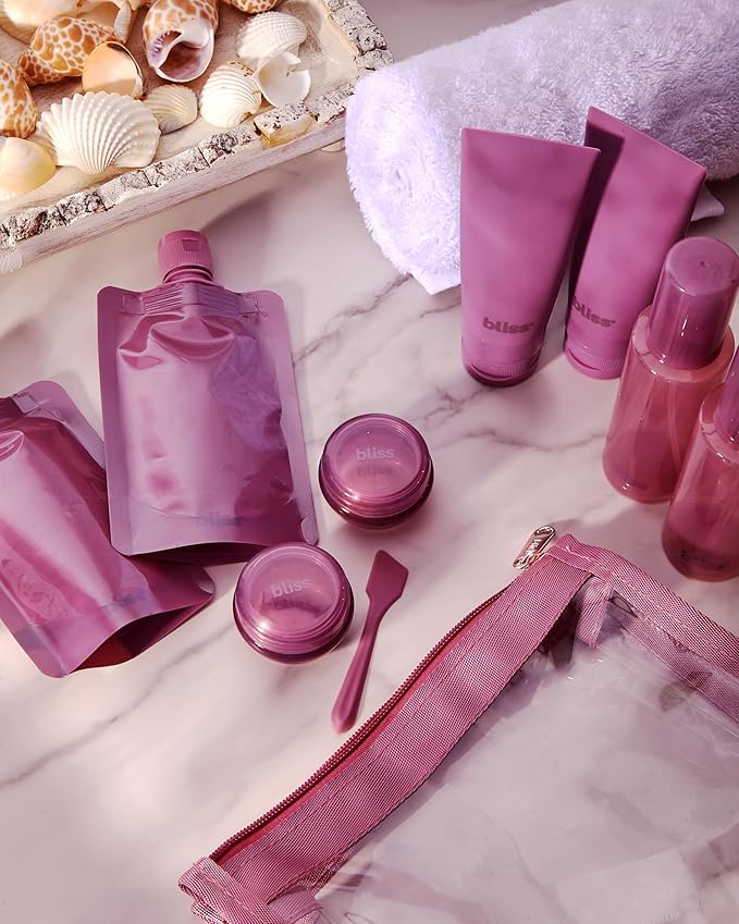 Bliss Travel Bottles Set - 10PC TSA Approved Leak Proof Refillable Travel Size Toiletries Containers for Shampoo Conditioner Lotion & Skincare, Size One Size, Mauve