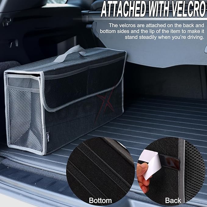 Car Trunk Organizer,Soft Felt Car Bag Organizer 20x6.11x10 inch Folding,for Honda CRV Civic Accord Ford Focus Fusion Toyota RAV4 Jeep SUV/Truck/Sedan/Van