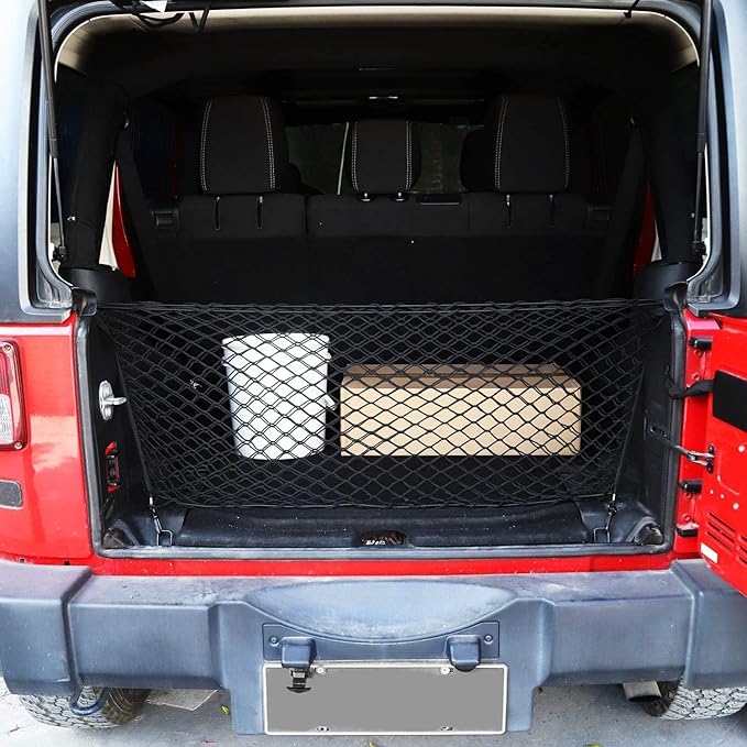 Voodonala 40 x 18 Inches Universal Mesh Envelope Trunk Cargo Storage Organizer Net Elastic Mesh Net Pickup Truck Bed Divider Compatible for Cars, Vans, Trucks and SUVs, for Jeep, for Dodge, for Toyota