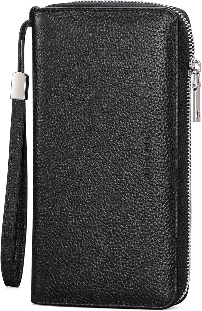 SENDEFN Leather Women's Wallets RFID Blocking Zip Around Large Capacity Long Credit Card Holder Wallet