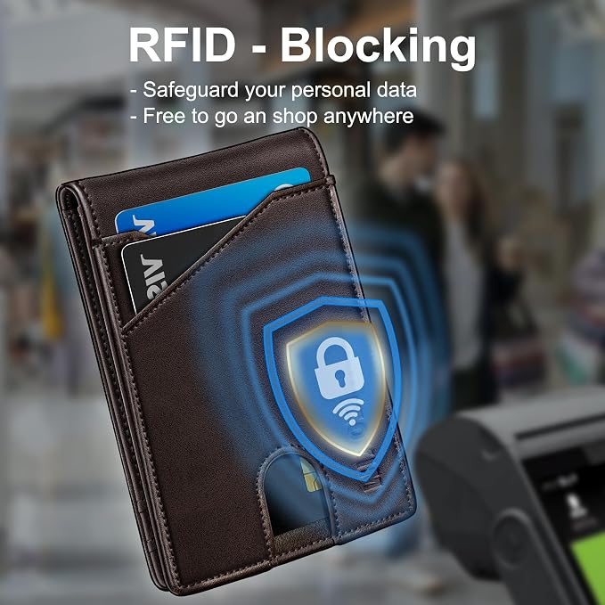 miyozi Airtag Wallet for Men,with Money Clip 11 Cards Slim Front Pocket Leather RFID Blocking Wallet with Gift Box