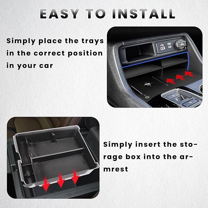 2PCS Center Console Organizer Compatible with 2023 2024 2025 2026 Honda Pilot/ 2026 Honda Passport Armrest Tray Insert Divider Slot Box Secondary ABS Plastic Material Interior Accessories