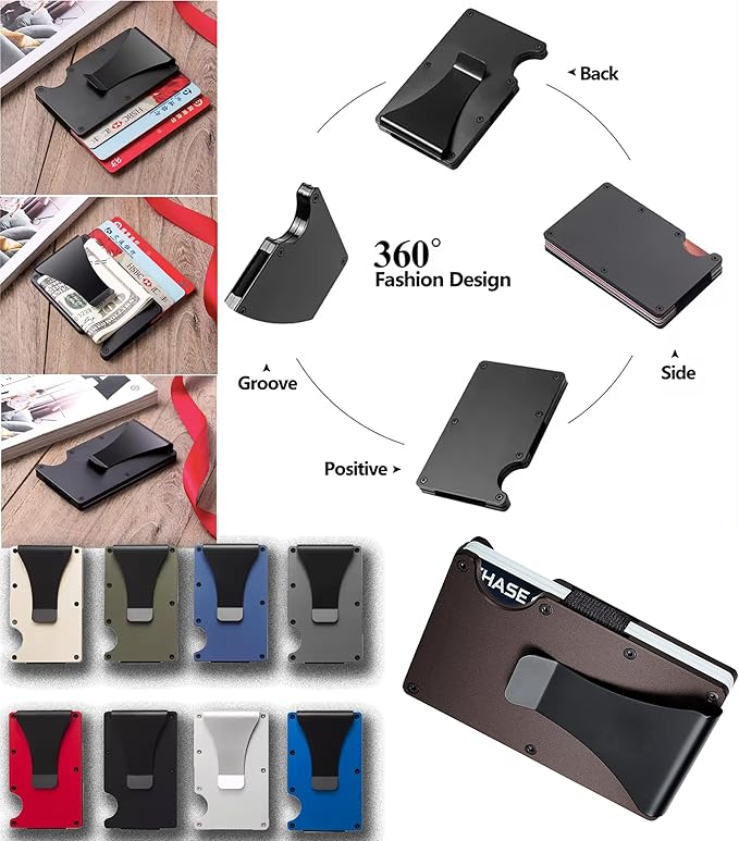 EDGE Metal Wallet for Men - Minimalist Slim Wallet - RFID Blocking Card Holder Money Clip, Smart Wallet - Aluminum Credit Card Holde Clip Brown