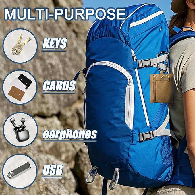 3 Pack Tactical EDC Keychain Pouch, Mini Wallet with Upgraded D-Ring - Military Mini Molle Utility Organizer for Outdoor, Hiking, Camping, Belt Gear, Zipper Pocket Bag